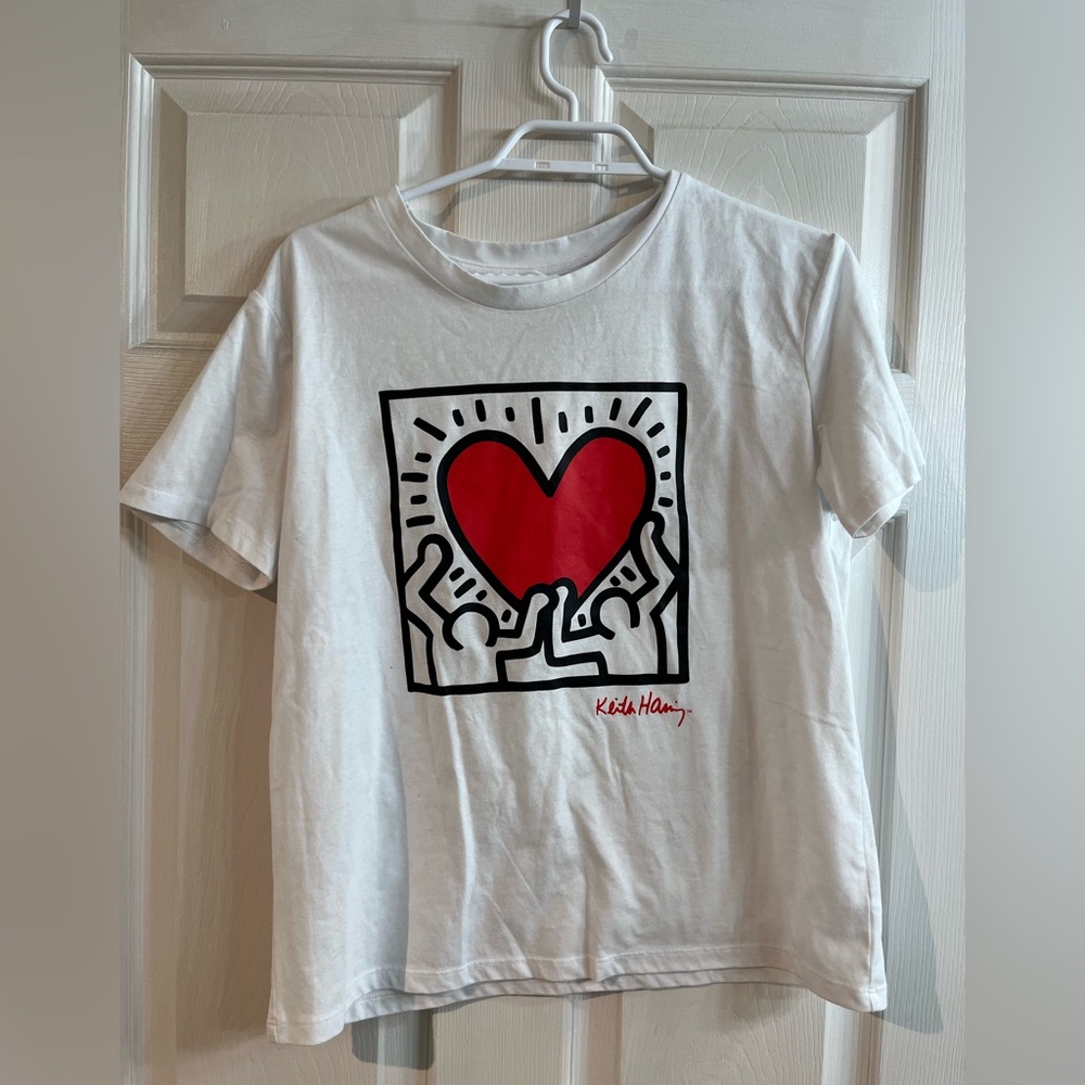 KEITH HARING 90s iconic white pop art tee size S